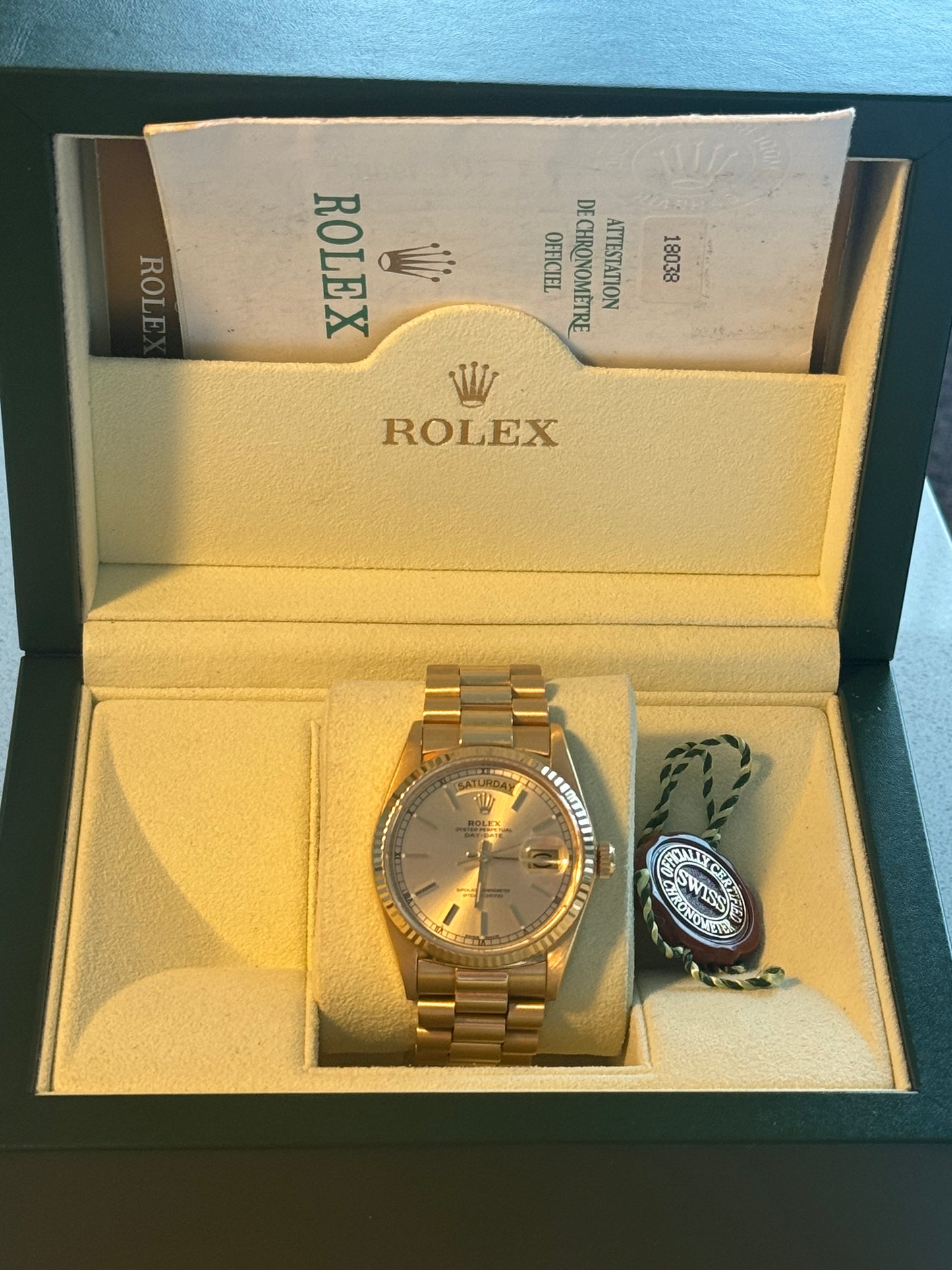 1988 Rolex Day-Date 18038 18KT Yellow Gold