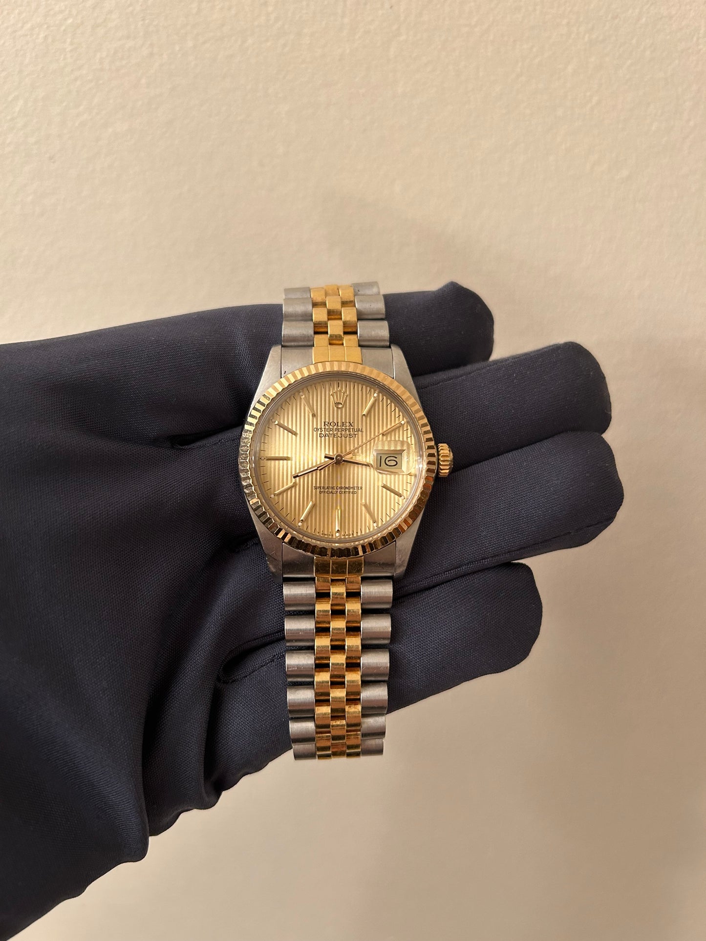 1988 Rolex Datejust Champagne Tapestry Dial Two-Tone Stainless Steel and 18KT Yellow Gold