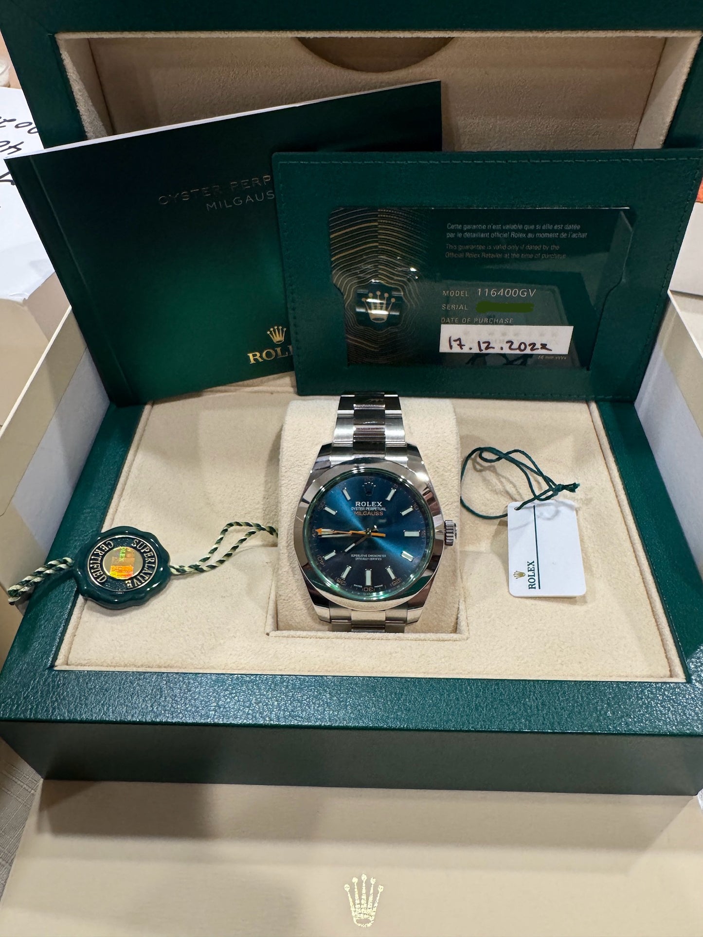 2022 Rolex Milgauss Blue Dial 116400GV