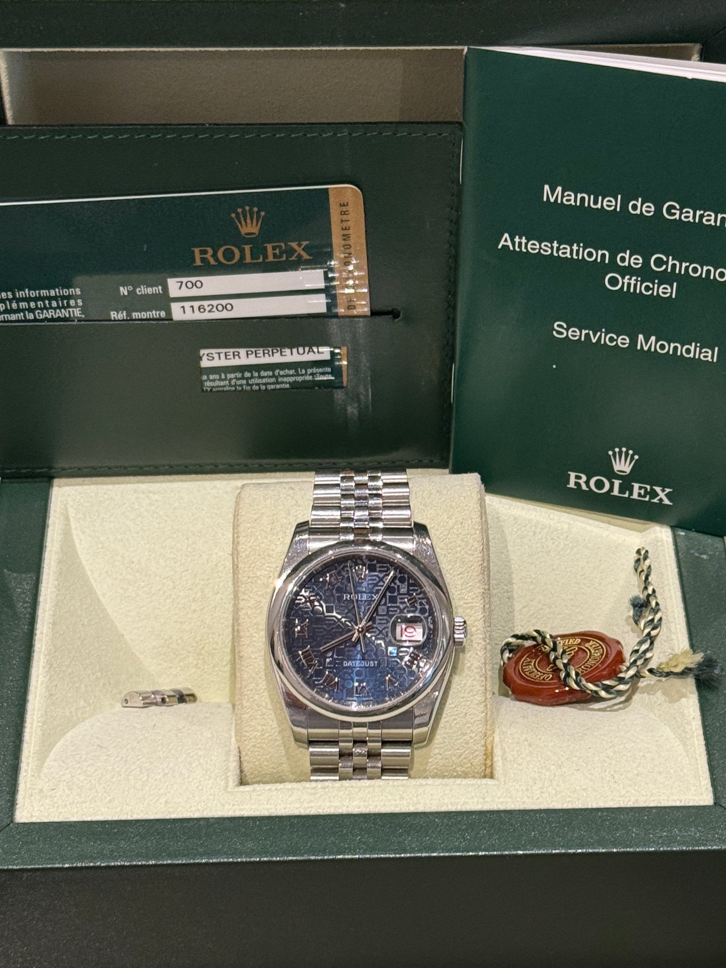 2008 Rolex Datejust 36 Roulette Computer Dial