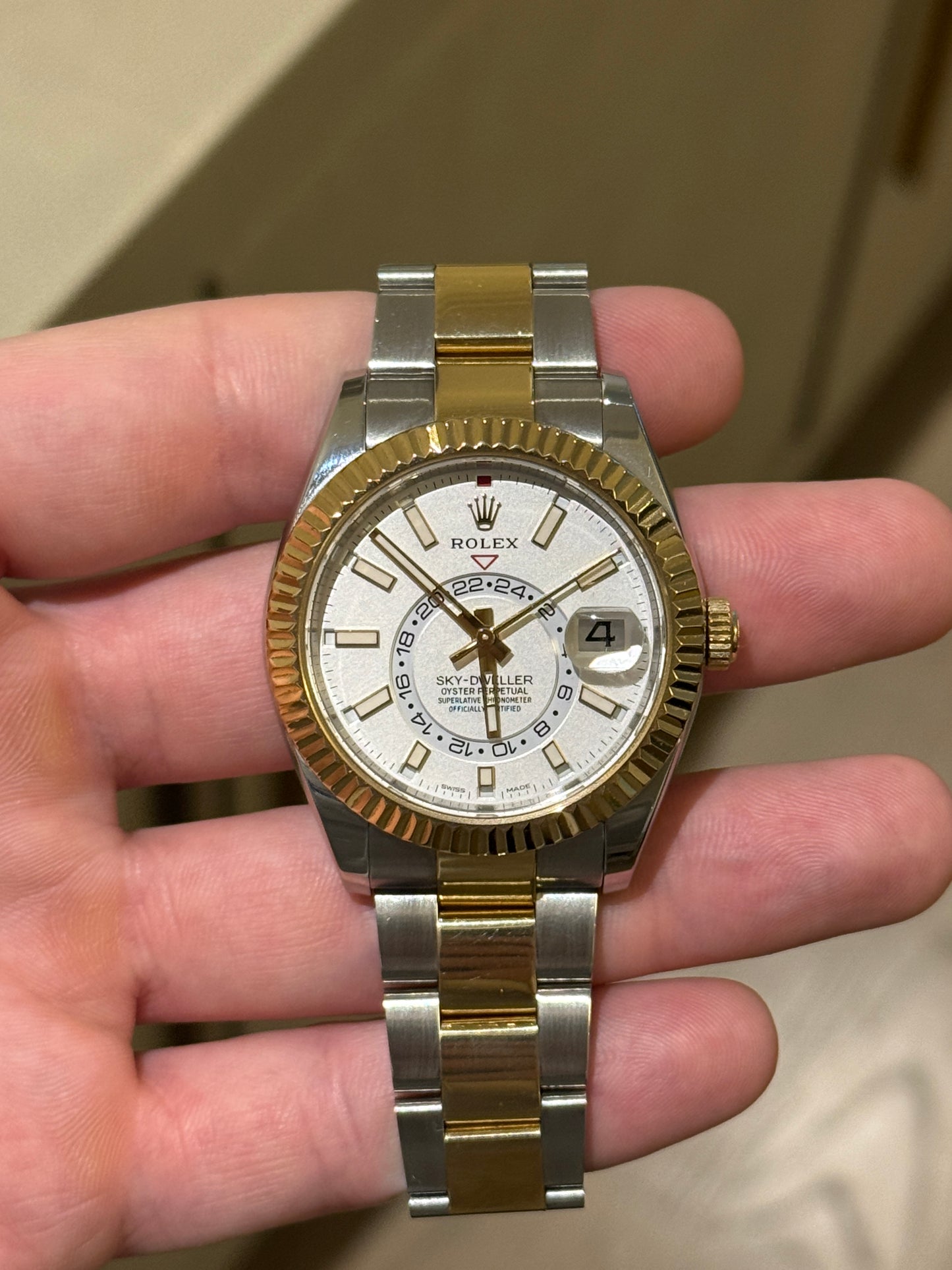 2018 Rolex Sky Dweller two-tone white dial 326933