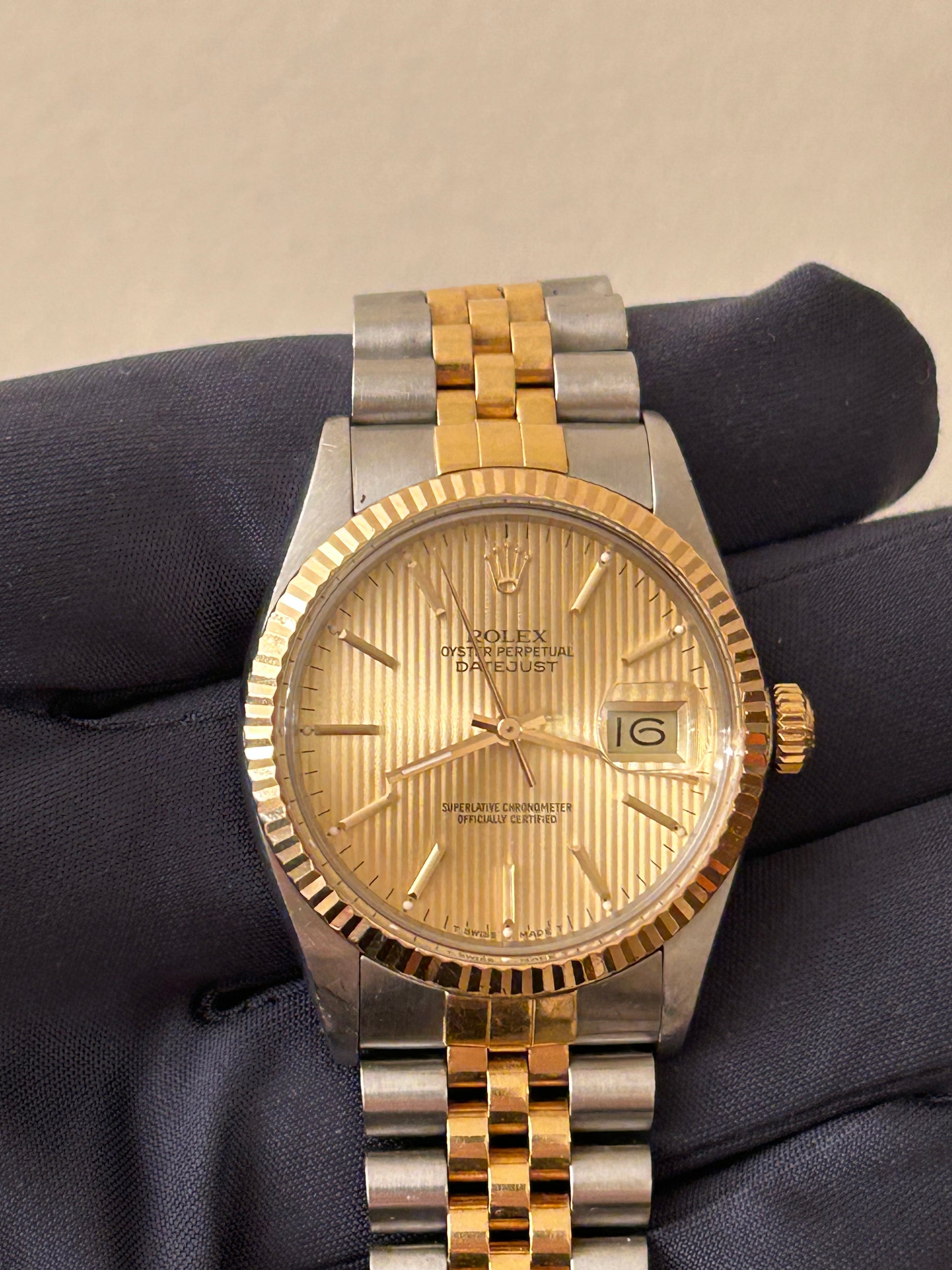 1988 Rolex Datejust Champagne Tapestry Dial Two-Tone Stainless Steel and 18KT Yellow Gold