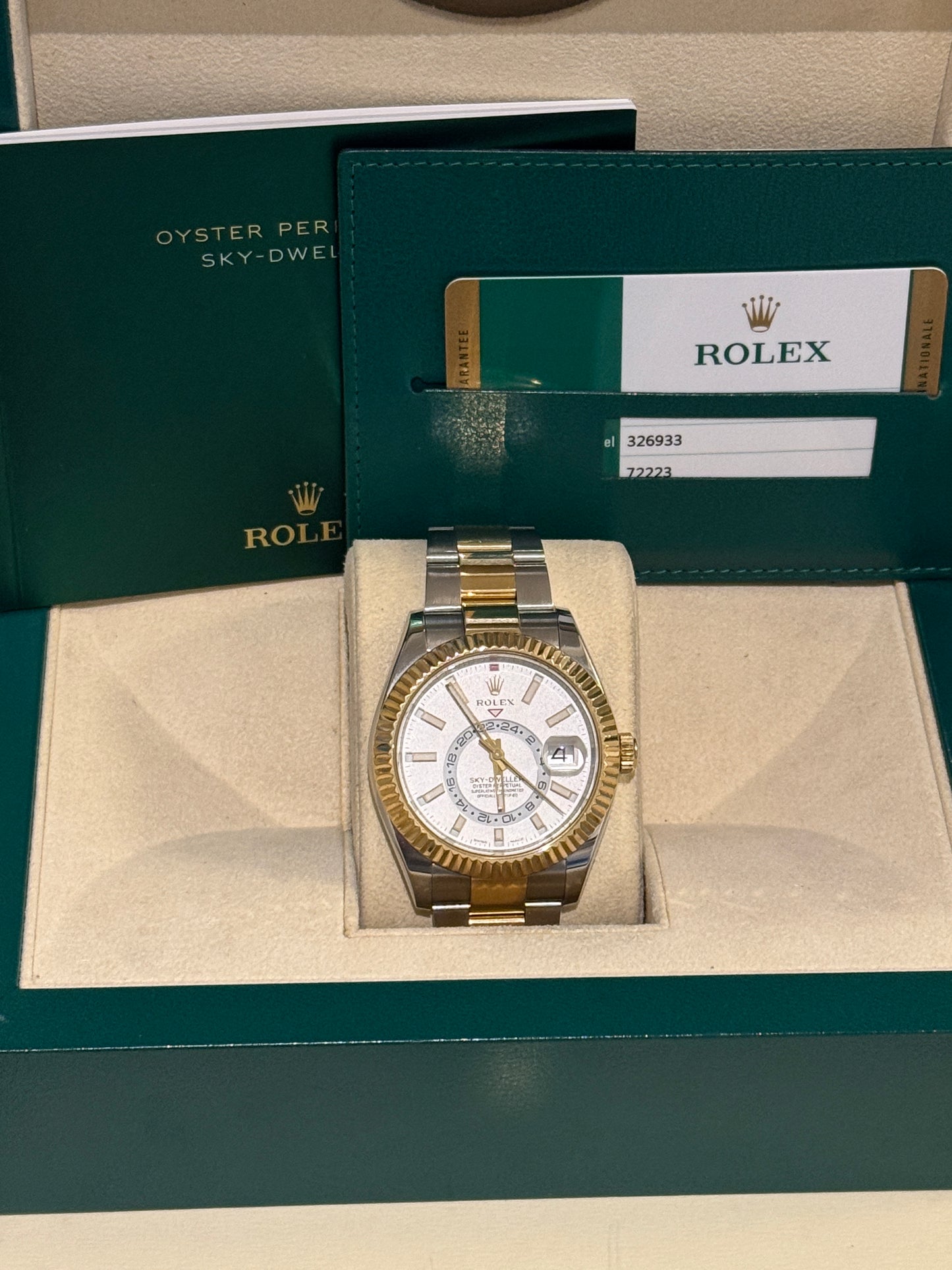 2018 Rolex Sky Dweller two-tone white dial 326933