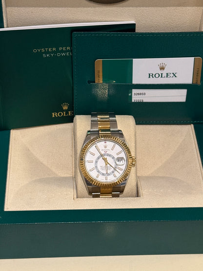 2018 Rolex Sky Dweller two-tone white dial 326933
