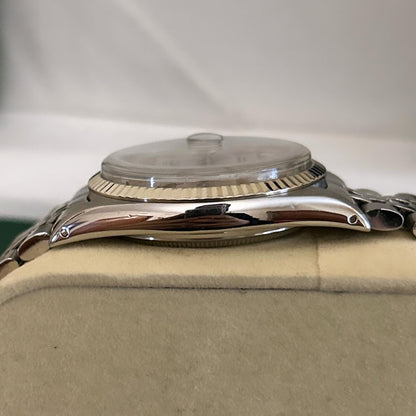 Rolex 1601 Stainless Steel + White Gold Fluted Bezel
