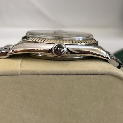 Rolex 1601 Stainless Steel + White Gold Fluted Bezel