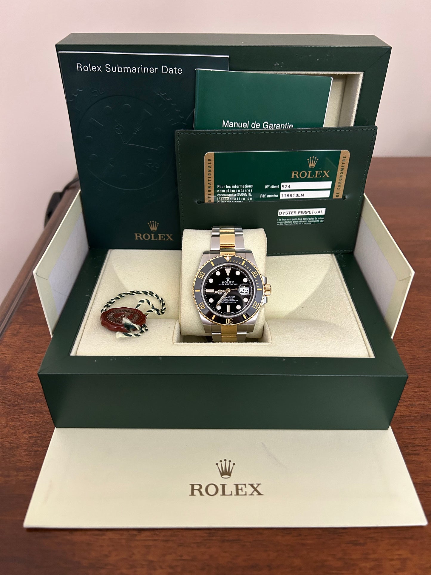 2010 Rolex Submariner Date Two-Tone Stainless Steel and Yellow Gold Black Dial 116613LN